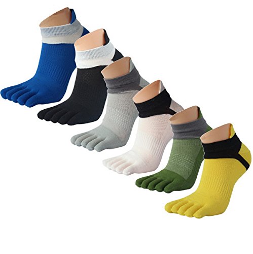 Ahatech 6 Stk, Herren Zehensocken Baumwoll Männer Sport laufende Zehen Socken Sportsocken von Ahatech