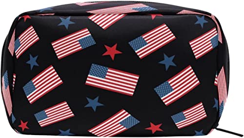 4. Juli Make-up-Tasche Amerikanische Flagge, tragbarer Organizer, Kosmetiktasche für Reisen, Make-up-Koffer, Geschenke, Kulturbeutel für den täglichen Gebrauch für Mädchen und Frauen von Ahdyr