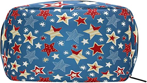 4. Juli Star Vintage Make-up-Tasche Tragbare Organizer-Kosmetiktasche für Reisen, Make-up-Tasche, Geschenke, Kulturbeutel für den täglichen Gebrauch für Mädchen und Frauen von Ahdyr