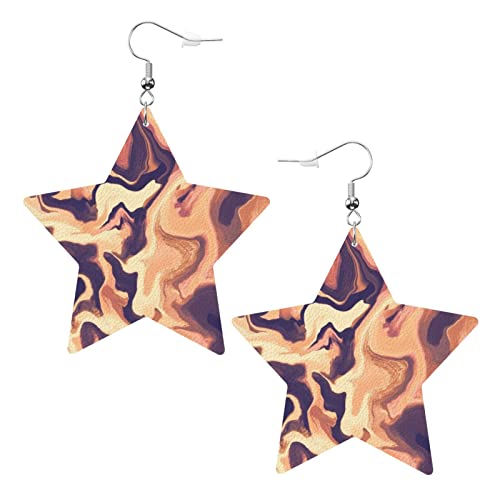 Abstrakter Marmor. Ohrringe aus Kunstleder mit Sternen, für Teenager, Mädchen und Frauen, Tropfen-Ohrringe, Geschenk von Ahdyr