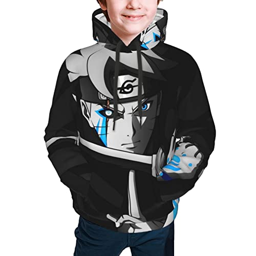 Ahdyr 3D-Gedruckter Boruto-Jugend-Hoodie, leichtes, Cooles Kapuzenpullover-Sweatshirt für Jungen und Mädchen von 7–20 T, groß von Ahdyr