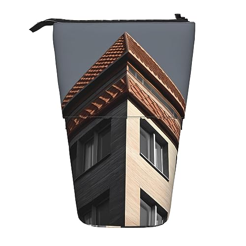 Ahdyr Architekturdach Stehendes Federmäppchen, niedliche Stifttasche, Teleskop-Briefpapiertasche, Make-up-Kosmetiktasche für Damen im Büro von Ahdyr