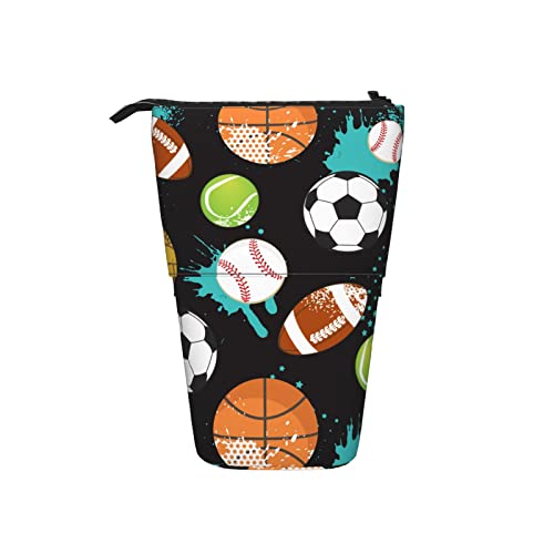 Ahdyr Ballsport Stehend Teleskop Federmäppchen aus Segeltuch mit Reißverschluss Schreibwaren Federmäppchen für Mädchen Frauen Jungen von Ahdyr