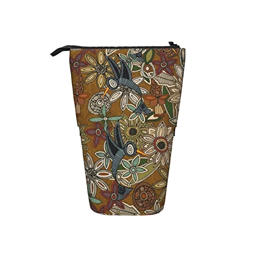 Ahdyr Bird Garden Gold Teleskop Federmäppchen Stand-Up Organizer Kosmetiktasche Make-up Tasche Schreibwaren Federmäppchen von Ahdyr