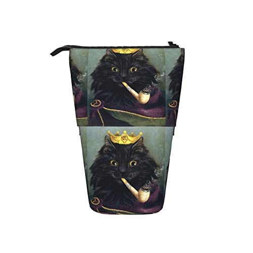 Ahdyr Black Cats Perser Maine Coon Kings Teleskop-Federmäppchen, Stand-Up-Organizer, Kosmetiktasche, Make-up-Tasche, Schreibwaren, Federmäppchen von Ahdyr
