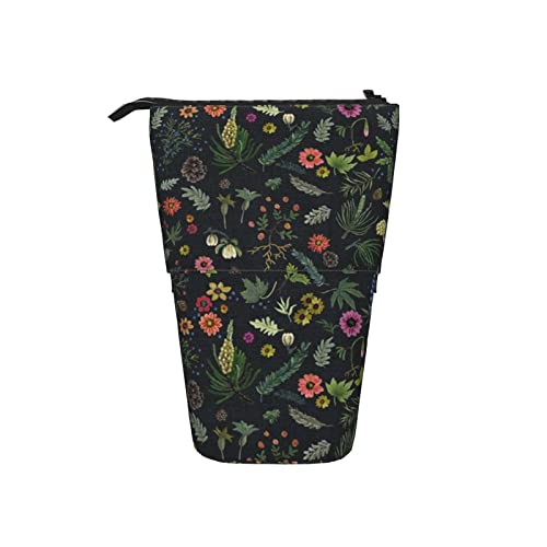 Ahdyr Boho Black Denim Blue Lupine Teleskop-Federmäppchen Stand-Up-Organizer Kosmetiktasche Make-up-Tasche Schreibwaren Stiftetui von Ahdyr