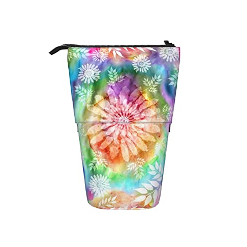 Ahdyr Botanical Watercolor Batik-Teleskop-Federmäppchen, Stand-Up-Organizer, Kosmetiktasche, Make-up-Tasche, Schreibwaren, Federmäppchen von Ahdyr