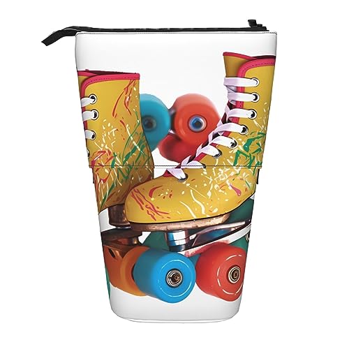 Ahdyr Buntes Federmäppchen mit Rollschuhen, niedliches Stiftetui, Teleskop-Briefpapiertasche, Make-up-Kosmetiktasche für Frauen im Büro von Ahdyr