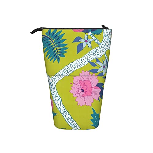 Ahdyr Citron Peony Branch Mural Teleskop-Federmäppchen Stand-Up-Organizer Kosmetiktasche Make-up-Tasche Schreibwaren Stiftetui von Ahdyr
