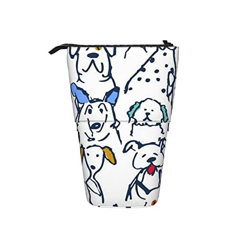 Ahdyr Color Doodle Dogs Teleskop-Federmäppchen, Stand-Up-Organizer, Kosmetiktasche, Make-up-Tasche, Schreibwaren, Federmäppchen von Ahdyr