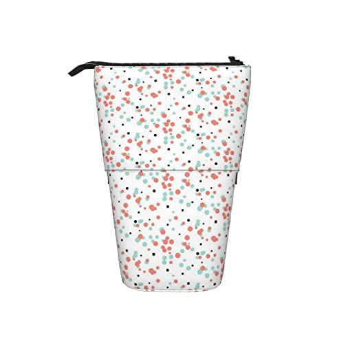 Ahdyr Coral Mint Black Dots Teleskop-Federmäppchen, Stand-Up-Organizer, Kosmetiktasche, Make-up-Tasche, Schreibwaren, Stiftetui von Ahdyr