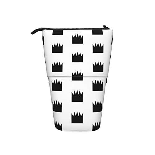 Ahdyr Crown Monochrom Weiß Schwarz Teleskop-Federmäppchen Stand-Up-Organizer Kosmetiktasche Make-up-Tasche Schreibwaren Stiftetui von Ahdyr