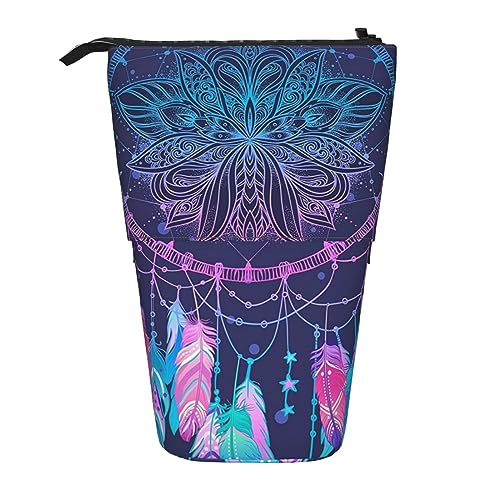 Ahdyr Dreamcatcher Stehendes Federmäppchen, niedliche Stifttasche, Teleskop-Briefpapiertasche, Make-up-Kosmetiktasche für Frauen im Büro von Ahdyr