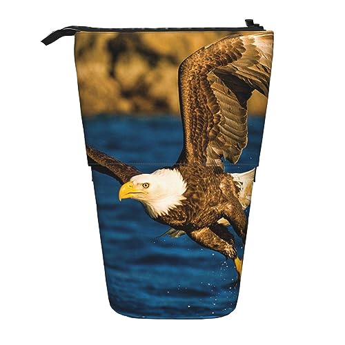 Ahdyr Eagle at Hunting Stehendes Federmäppchen, niedliche Stifttasche, Teleskop-Briefpapiertasche, Make-up-Kosmetiktasche für Damen, Büro von Ahdyr