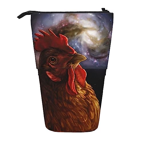 Ahdyr Federmäppchen, niedliches Stehmäppchen, einziehbares Federmäppchen, Galaxy Chicken Briefpapier-Organizer-Tasche von Ahdyr