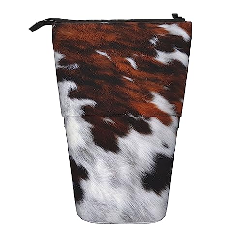 Ahdyr Federmäppchen, niedliches Stehmäppchen, einziehbares Federmäppchen, rotes und weißes Rindsleder-Briefpapier-Organizer von Ahdyr