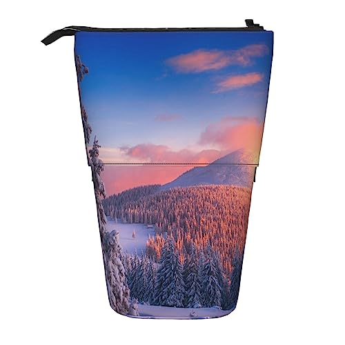 Ahdyr Federmäppchen, niedliches stehendes Federmäppchen, ausziehbares Federmäppchen, Winter-Wunderland-Briefpapier-Organizer-Tasche von Ahdyr