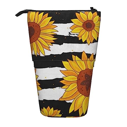 Ahdyr Federmäppchen, niedliches stehendes Federmäppchen, ausziehbares Federmäppchen, stilvolle Schreibwaren-Organizer-Tasche mit Sonnenblumen-Motiv von Ahdyr