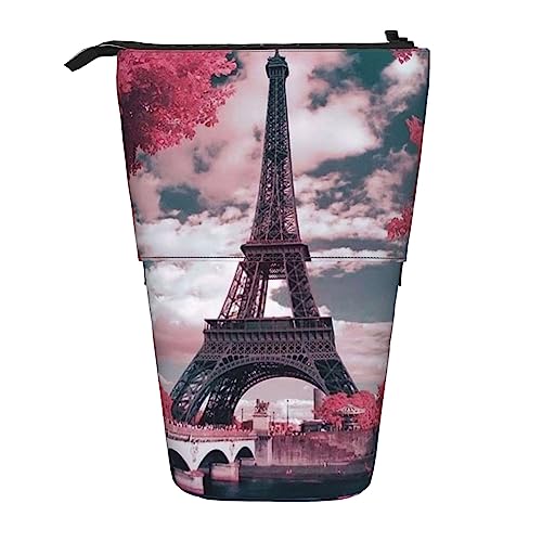 Ahdyr Federmäppchen, niedliches stehendes Federmäppchen, einziehbares Federmäppchen, Eiffelturm-Briefpapier-Organizer-Tasche im Querformat von Ahdyr