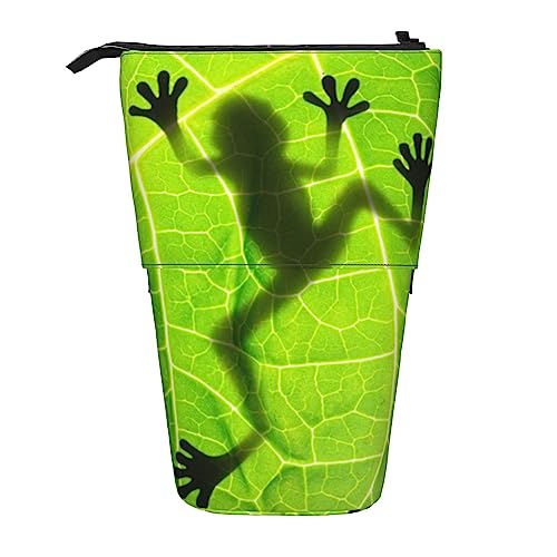 Ahdyr Federmäppchen, niedliches stehendes Federmäppchen, einziehbares Federmäppchen, Froschblätter-Briefpapier-Organizer-Tasche von Ahdyr