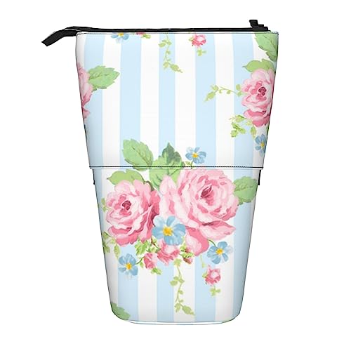 Ahdyr Federmäppchen, niedliches stehendes Federmäppchen, einziehbares Federmäppchen, Gartenrosen-Briefpapier-Organizer-Tasche von Ahdyr