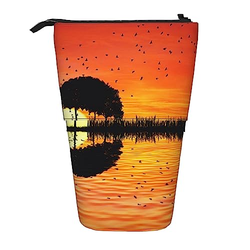 Ahdyr Federmäppchen, niedliches stehendes Federmäppchen, einziehbares Federmäppchen, Gitarrenmusik-Sonnenuntergang-Briefpapier-Organizer-Tasche Ahdyr Federmäppchen, niedliches stehendes Federmäppchen, einziehbares Federmäppchen, Gitarrenmusik-Sonnenuntergang-Briefpapier-Organizer-Tasche von Ahdyr