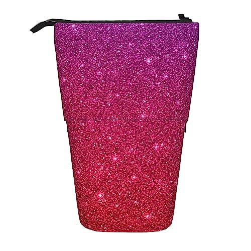 Ahdyr Federmäppchen, niedliches stehendes Federmäppchen, einziehbares Federmäppchen, Glitzer-Briefpapier-Organizer mit Farbverlaufspailletten von Ahdyr