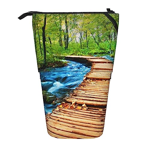 Ahdyr Federmäppchen, niedliches stehendes Federmäppchen, einziehbares Federmäppchen, Holzbrücke-Briefpapier-Organizer-Tasche Ahdyr Federmäppchen, niedliches stehendes Federmäppchen, einziehbares Federmäppchen, Holzbrücke-Briefpapier-Organizer-Tasche von Ahdyr