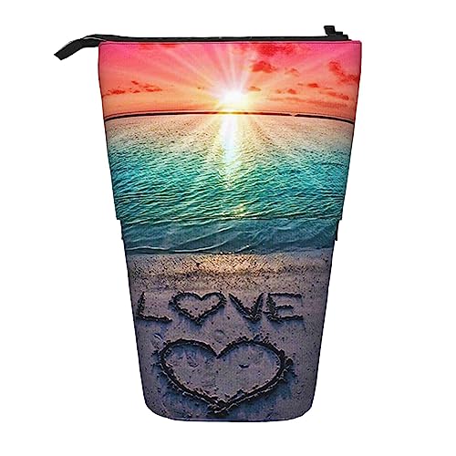 Ahdyr Federmäppchen, niedliches stehendes Federmäppchen, einziehbares Federmäppchen, Love Beach Briefpapier-Organizer-Tasche von Ahdyr