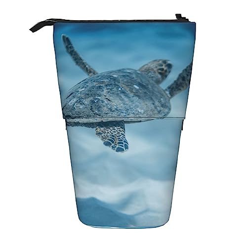 Ahdyr Federmäppchen, niedliches stehendes Federmäppchen, einziehbares Federmäppchen, Meeresschildkröten-Briefpapier-Organizer-Tasche von Ahdyr