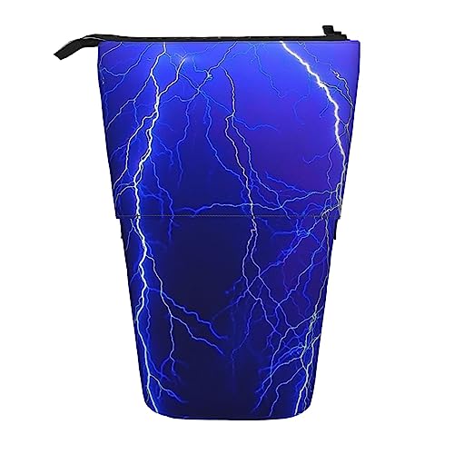 Ahdyr Federmäppchen, niedliches stehendes Federmäppchen, einziehbares Federmäppchen, Nachthimmel-Blitz-Briefpapier-Organizer-Tasche von Ahdyr