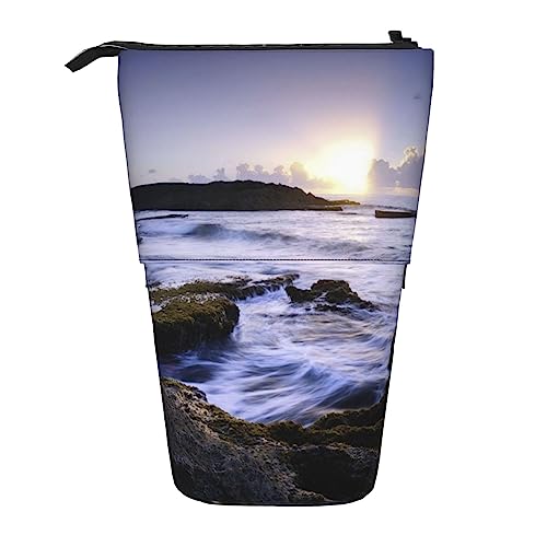 Ahdyr Federmäppchen, niedliches stehendes Federmäppchen, einziehbares Federmäppchen, Puerto Rico – Strand-Briefpapier-Organizer-Tasche von Ahdyr