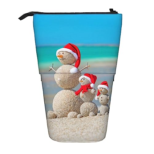 Ahdyr Federmäppchen, niedliches stehendes Federmäppchen, einziehbares Federmäppchen, Schneemann-Muschel-Briefpapier-Organizer-Tasche von Ahdyr