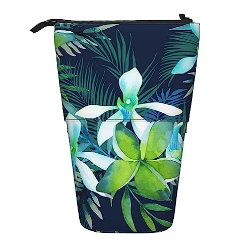 Ahdyr Federmäppchen, niedliches stehendes Federmäppchen, einziehbares Federmäppchen, Schreibwaren-Organizer-Tasche mit tropischen Blumen von Ahdyr