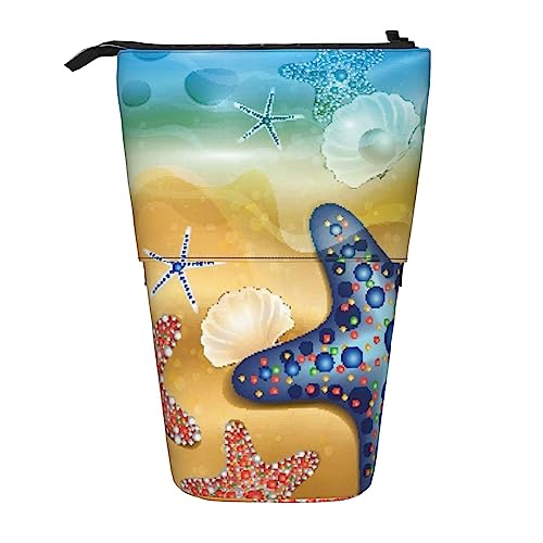Ahdyr Federmäppchen, niedliches stehendes Federmäppchen, einziehbares Federmäppchen, Starfish Beach Briefpapier-Organizer-Tasche von Ahdyr