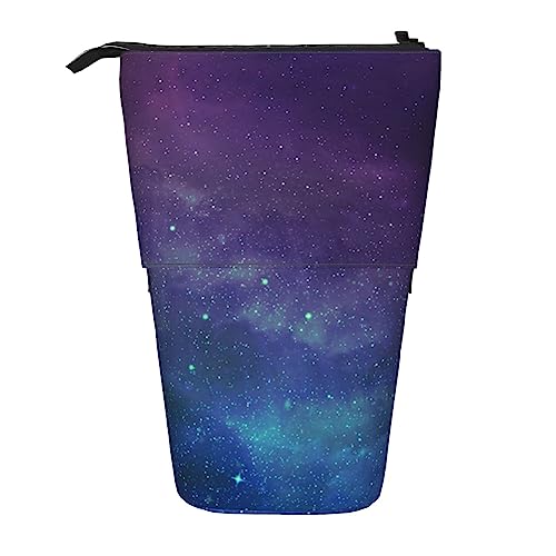 Ahdyr Federmäppchen, niedliches stehendes Federmäppchen, einziehbares Federmäppchen, Universum mit Sternennebel, Schreibwaren-Organizer-Tasche von Ahdyr