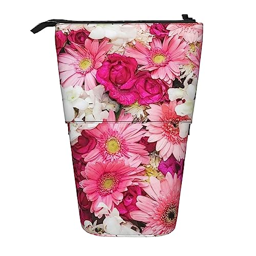Ahdyr Federmäppchen, niedliches stehendes Federmäppchen, einziehbares Federmäppchen, Vintage-Blumen-Briefpapier-Organizer-Tasche von Ahdyr
