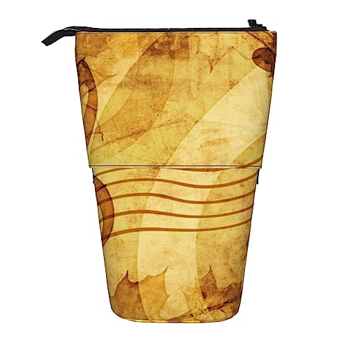 Ahdyr Federmäppchen, niedliches stehendes Federmäppchen, einziehbares Federmäppchen, Vintage-Musical-Hintergrund-Briefpapier-Organizer-Tasche von Ahdyr
