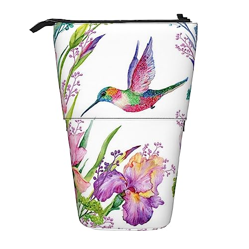 Ahdyr Federmäppchen, niedliches stehendes Federmäppchen, einziehbares Federmäppchen, Vögel und Blumen, Schreibwaren-Organizer-Tasche von Ahdyr