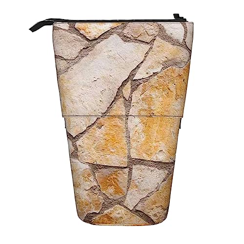 Ahdyr Federmäppchen, niedliches stehendes Federmäppchen, einziehbares Federmäppchen, Wandtextur-Briefpapier-Organizer-Tasche von Ahdyr