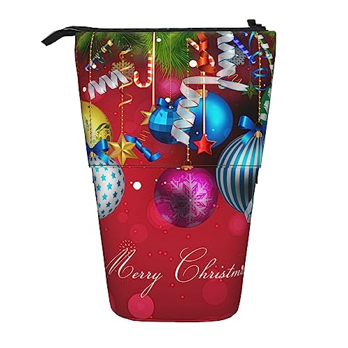 Ahdyr Federmäppchen, niedliches stehendes Federmäppchen, einziehbares Federmäppchen, Weihnachtskugel-Briefpapier-Organizer-Tasche von Ahdyr