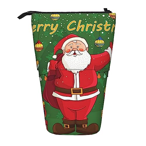 Ahdyr Federmäppchen, niedliches stehendes Federmäppchen, einziehbares Federmäppchen, Weihnachtsmann-Briefpapier-Organizer-Tasche von Ahdyr