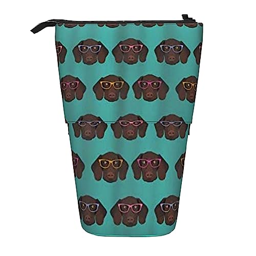 Ahdyr Federmäppchen, niedliches stehendes Federmäppchen, einziehbares Federmäppchen, eine Organizer-Tasche für Schreibwaren mit Kurzhaar-Motiv von Ahdyr