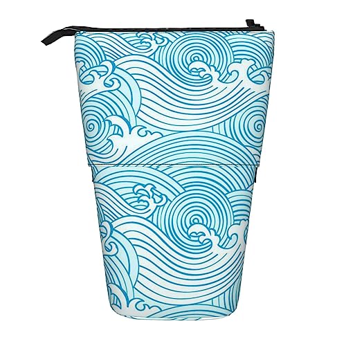 Ahdyr Federmäppchen, niedliches stehendes Federmäppchen, einziehbares Federmäppchen, japanische Wellen-Briefpapier-Organizer-Tasche von Ahdyr