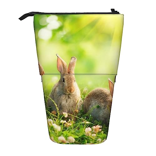 Ahdyr Federmäppchen, niedliches stehendes Federmäppchen, einziehbares Federmäppchen, lustige Kaninchen-Briefpapier-Organizer-Tasche von Ahdyr