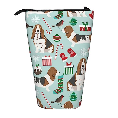 Ahdyr Federmäppchen, niedliches stehendes Federmäppchen, einziehbares Federmäppchen, süße Basset Hound-Briefpapier-Organizer-Tasche von Ahdyr