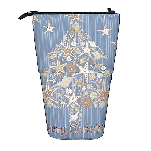 Ahdyr Federmäppchen, süßes stehendes Federmäppchen, einziehbares Federmäppchen, Muschel-Weihnachts-Briefpapier-Organizer-Tasche von Ahdyr