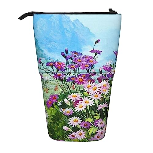 Ahdyr Federmäppchen, süßes stehendes Federmäppchen, einziehbares Federmäppchen, Wildblumen-Briefpapier-Organizer-Tasche von Ahdyr