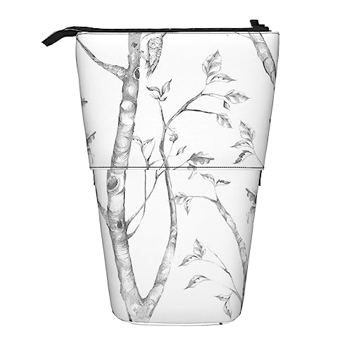 Ahdyr Federmäppchen, süßes stehendes Federmäppchen, einziehbares Federmäppchen, graue Hölzer und Vögel, Schreibwaren-Organizer-Tasche Ahdyr Federmäppchen, süßes stehendes Federmäppchen, einziehbares Federmäppchen, graue Hölzer und Vögel, Schreibwaren-Organizer-Tasche von Ahdyr