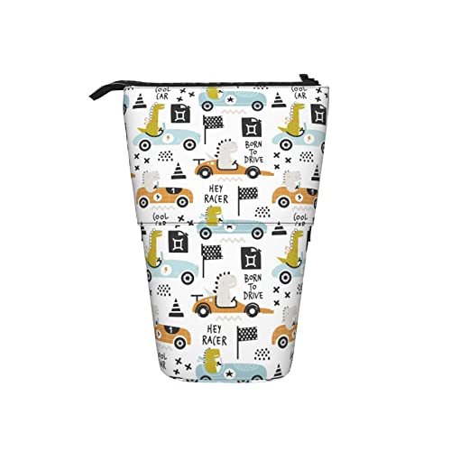 Ahdyr Federmäppchen Lustiger kindischer Dinosaurier-Fahrer niedlicher Stift Teleskophalter Schreibwaren Aufbewahrungsständer Tasche Schulbedarf für Studenten Künstler Büro Krankenschwester von Ahdyr